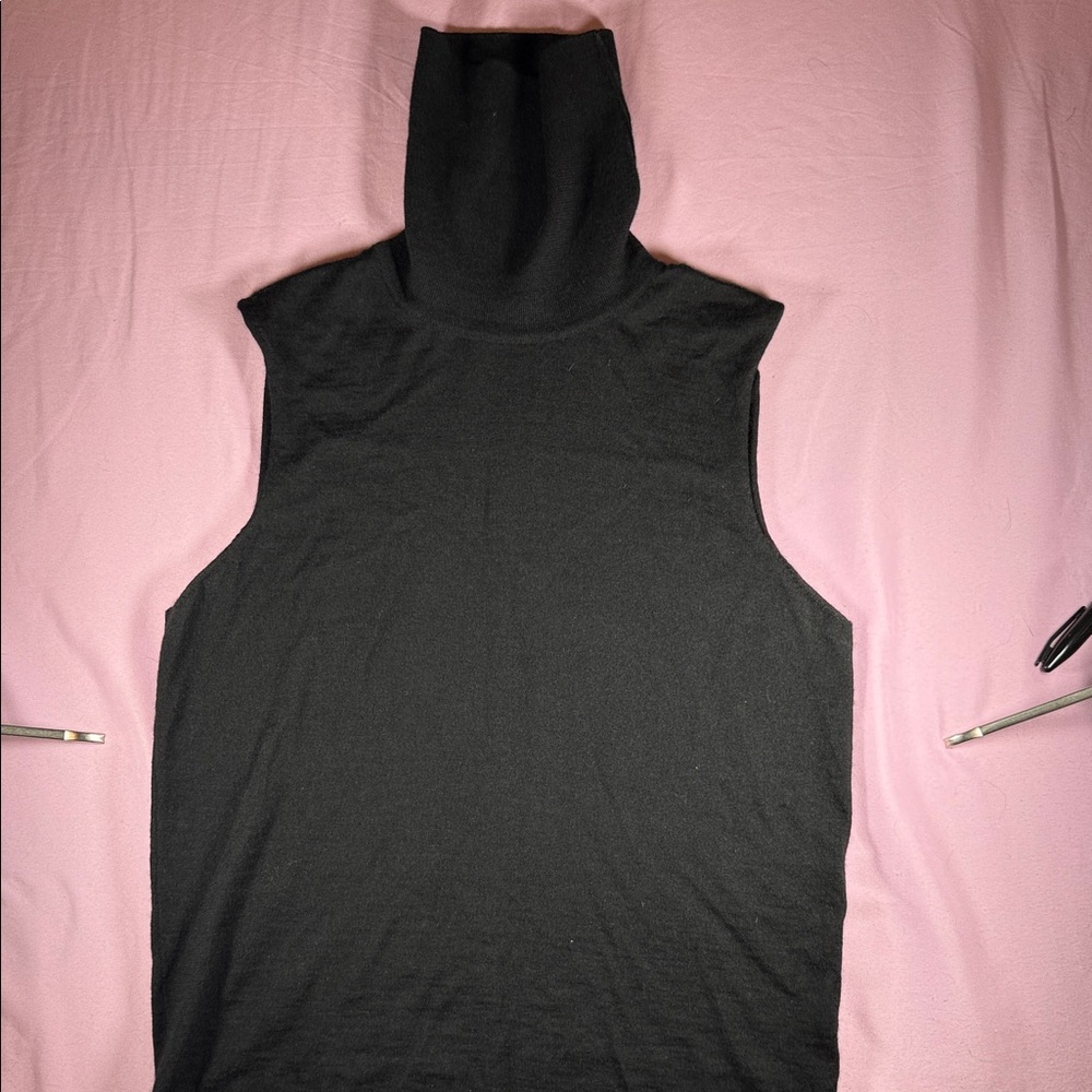 The Row Black Sleeveless Turtleneck Cowl Sweater